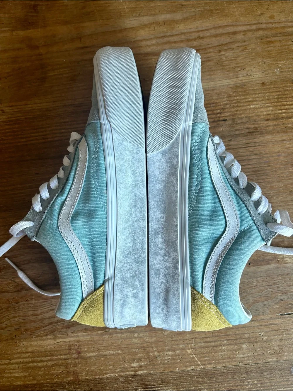 VANS Old Skool Platform Color Block Pastel Pink Yellow Blue Gray Women's 9